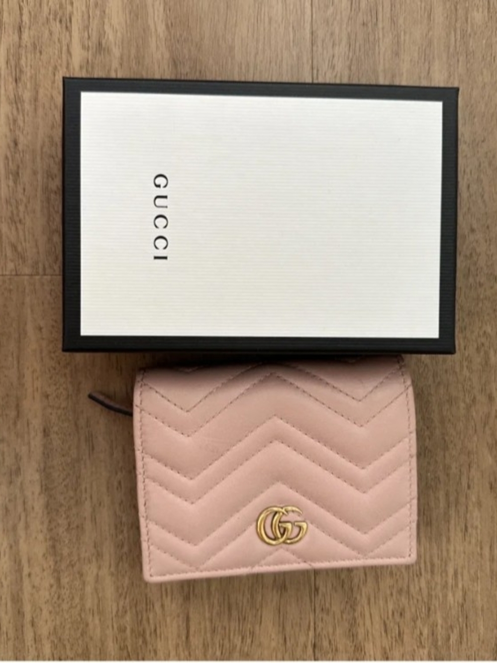 Gucci Blush Quilted Chevron GG Compact Wallet with Gold Hardware !!!!
